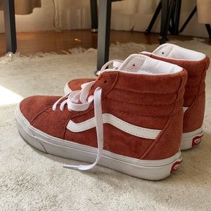 Rust colored scotch guard high top vans